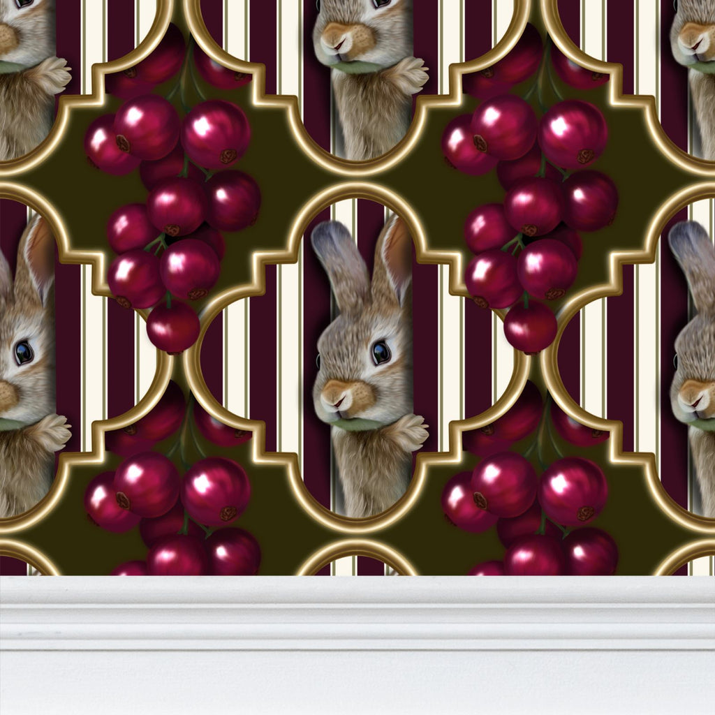 Peeking Berries Repeat Pattern Wallpaper
