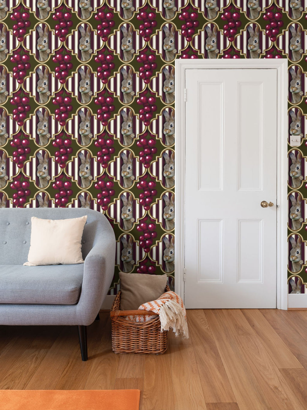 Peeking Berries Repeat Pattern Wallpaper