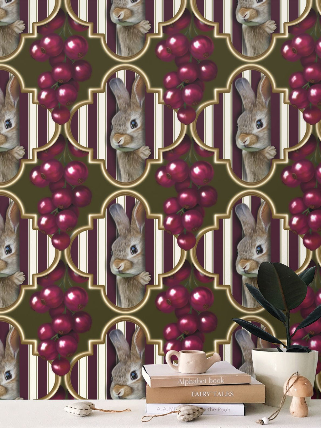 Peeking Berries Repeat Pattern Wallpaper