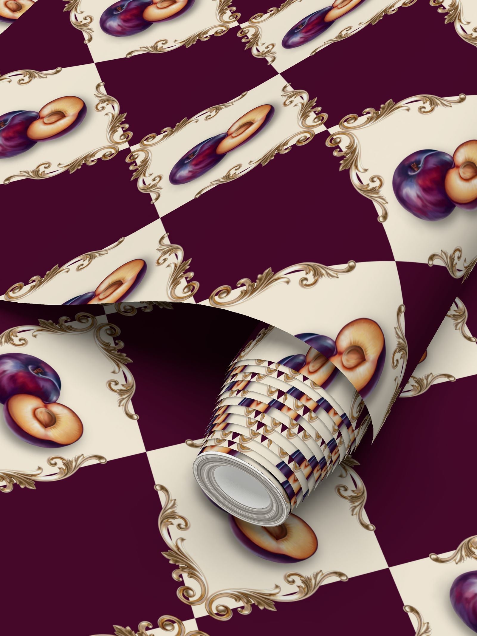 Fig & Berry Torta Repeat Pattern Wallpaper