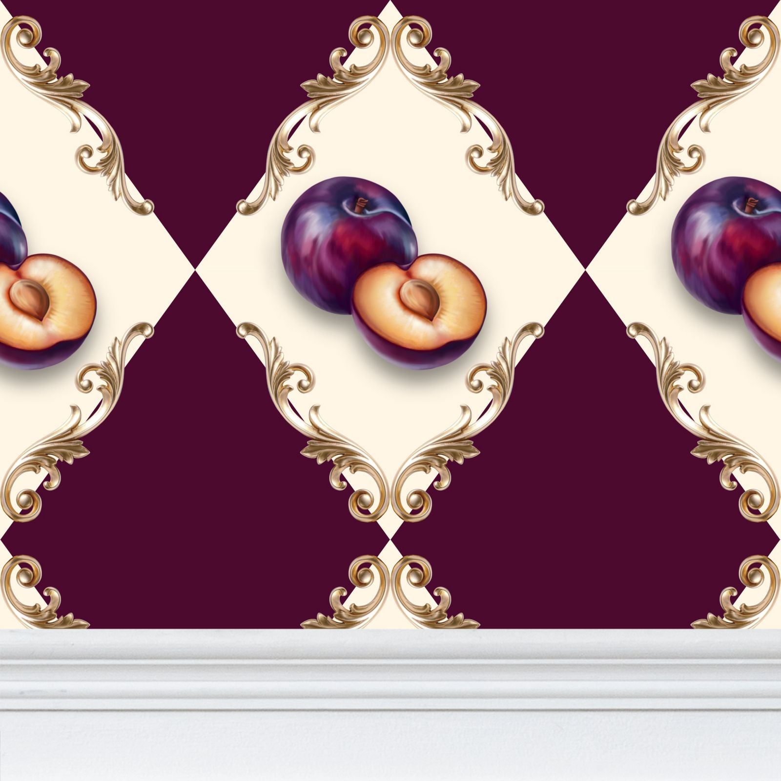 Fig & Berry Torta Repeat Pattern Wallpaper