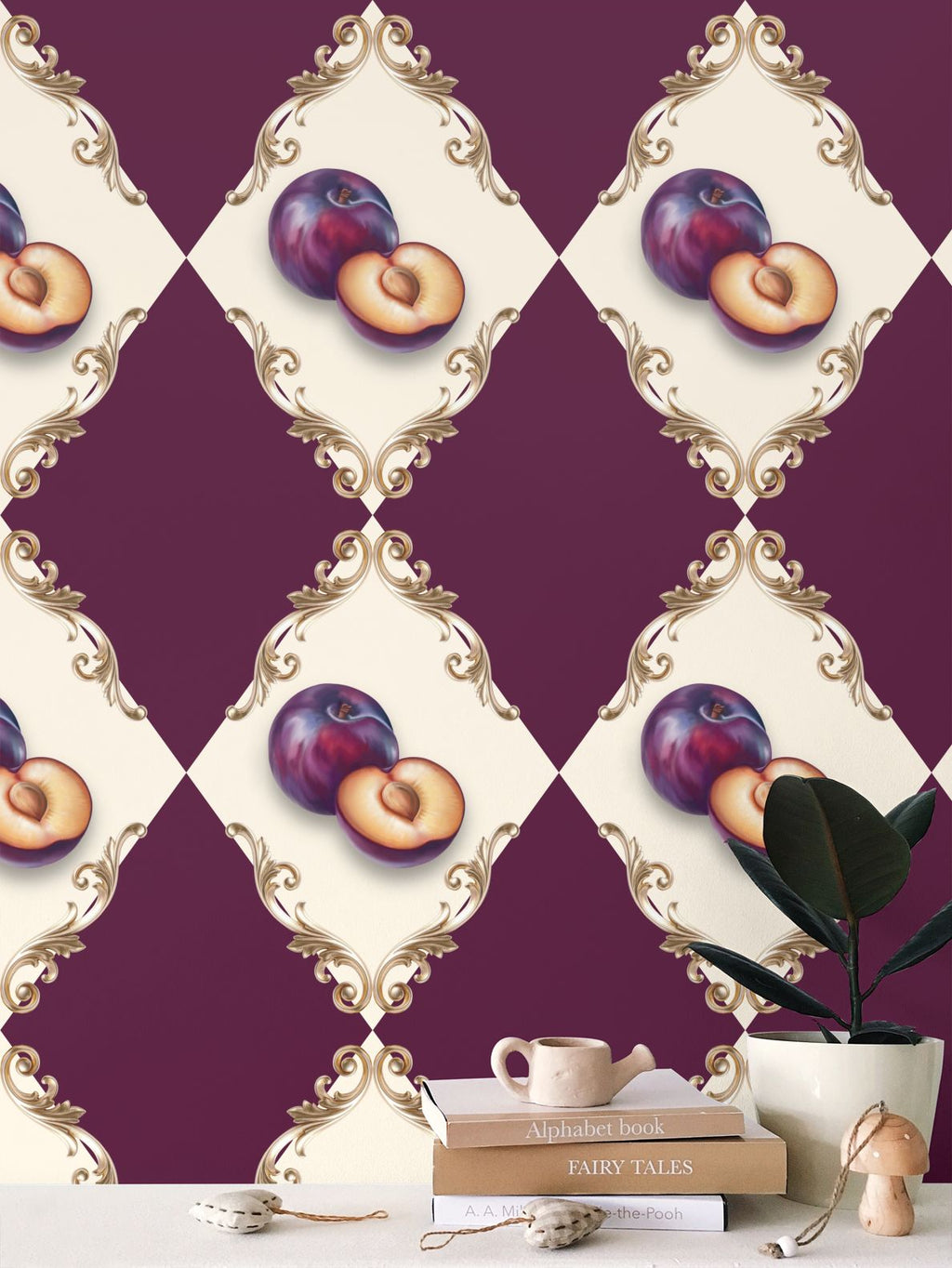 Fig & Berry Torta Repeat Pattern Wallpaper