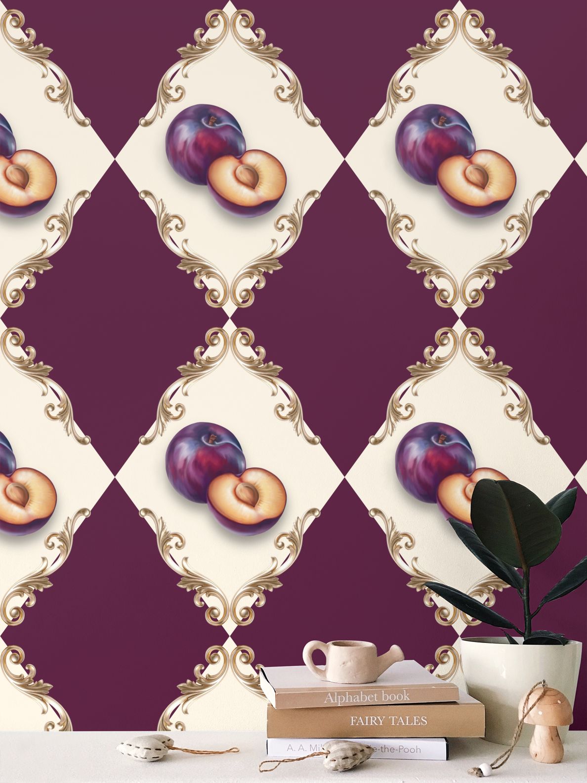 Fig & Berry Torta Repeat Pattern Wallpaper