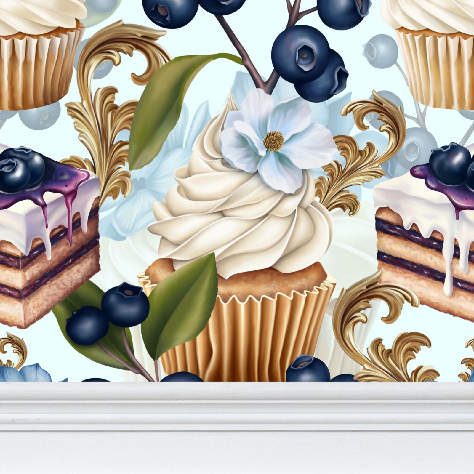 Crema Torta Repeat Pattern Wallpaper
