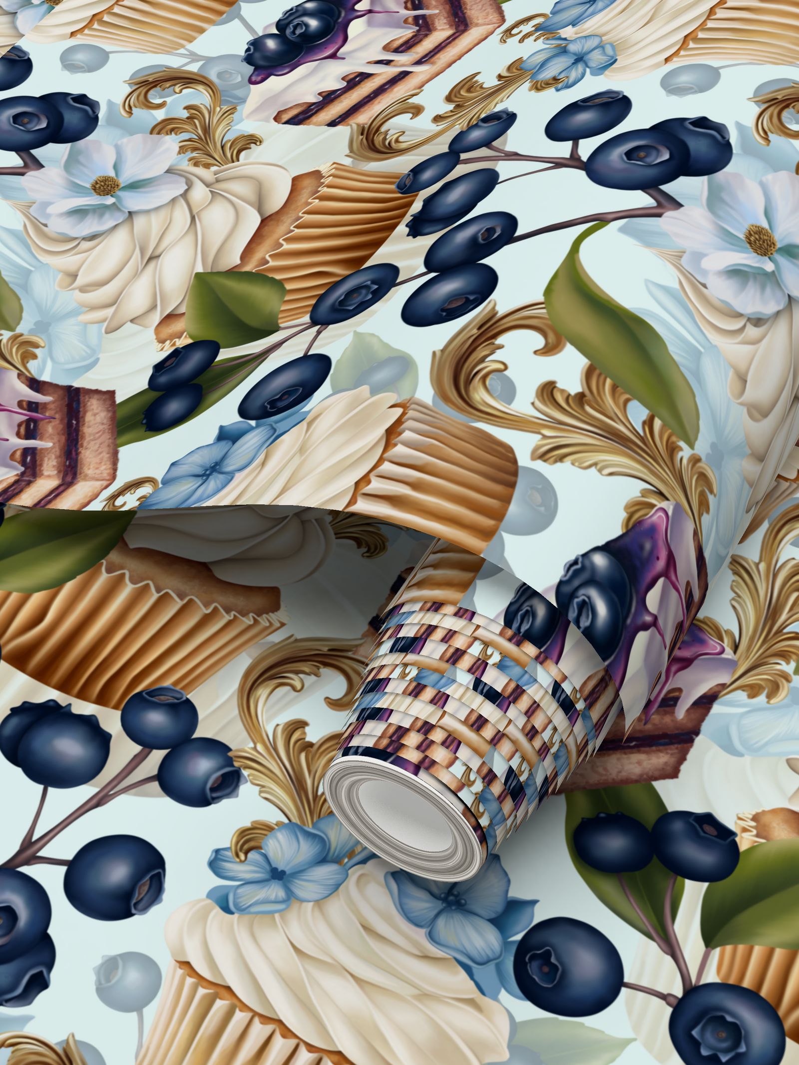 Crema Torta Repeat Pattern Wallpaper