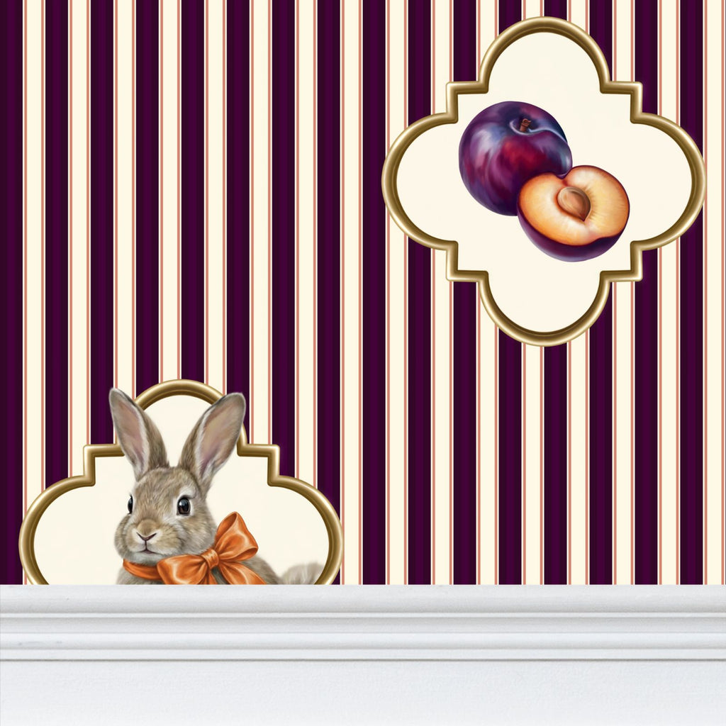 Bunny’s Plums Repeat Pattern Wallpaper