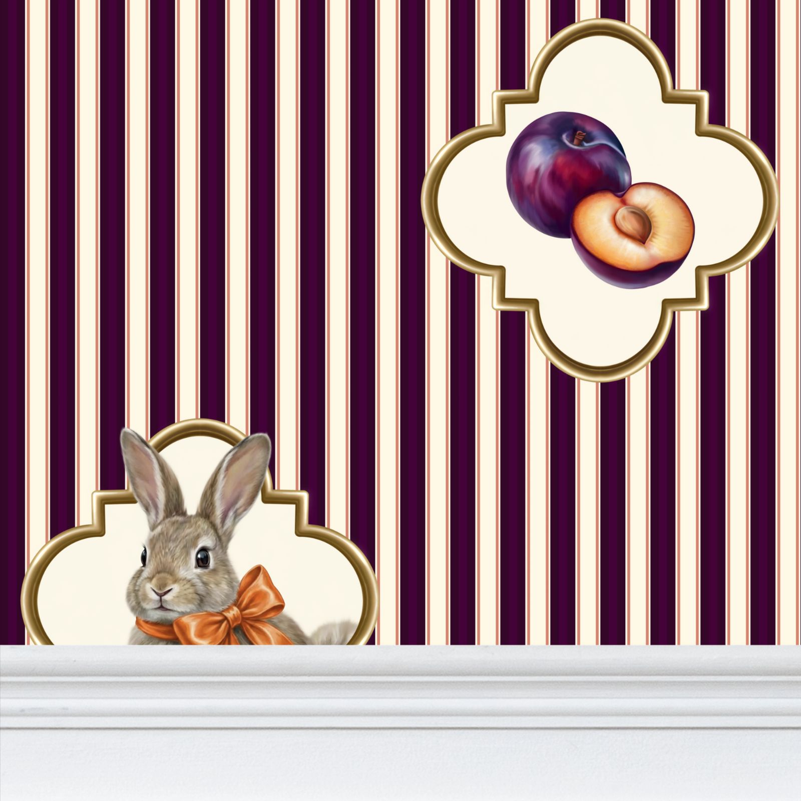 Bunny’s Plums Repeat Pattern Wallpaper