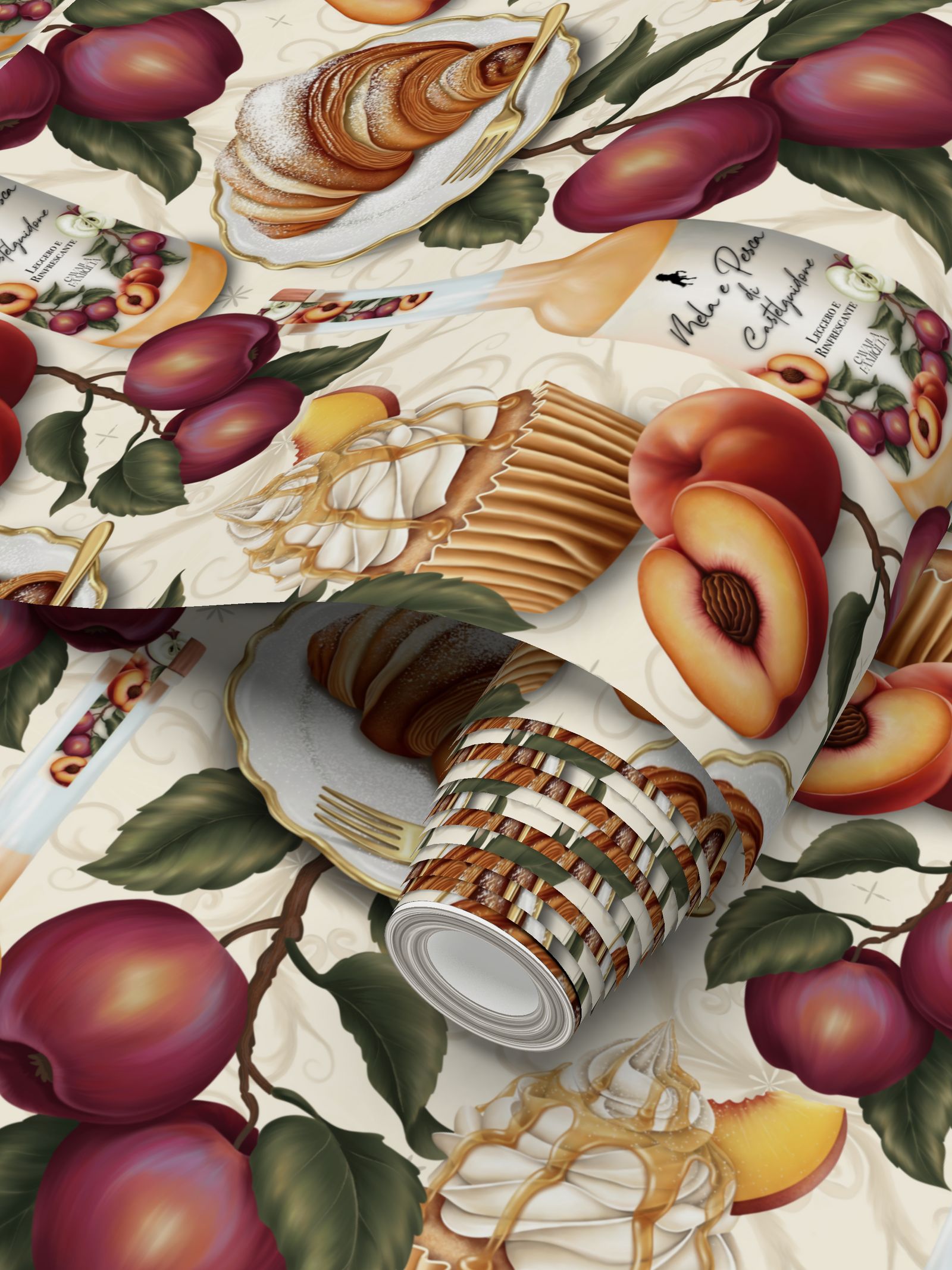 Mela & Pesca Repeat Pattern Wallpaper