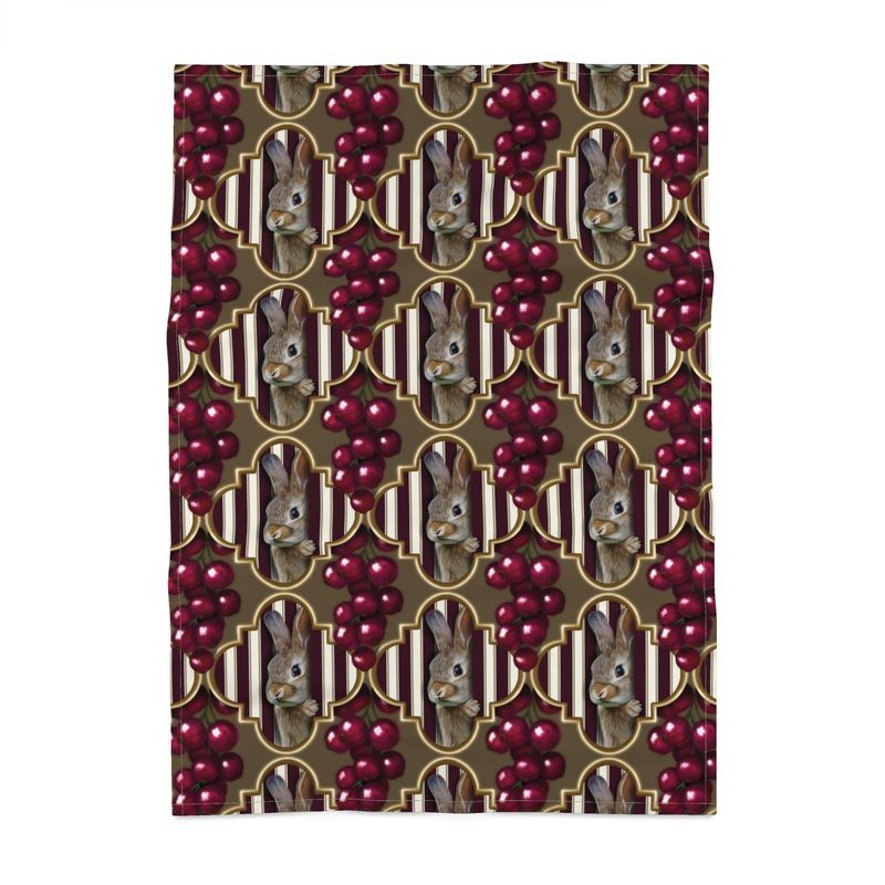 Peeking Hares Cranberries Tea Towels