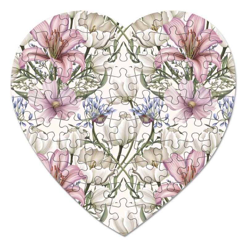 Flowers in Bloom Heart Jigsaw