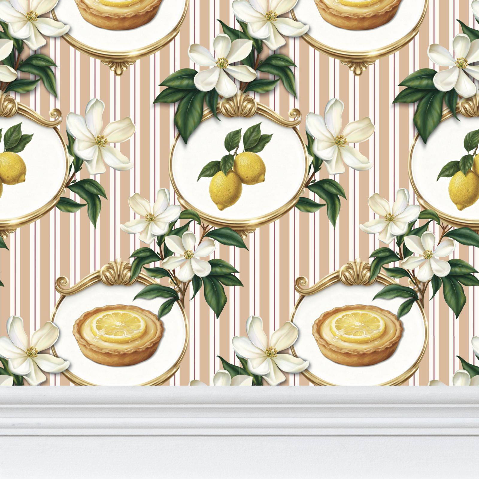 Lemon Meringue Repeat Pattern Wallpaper