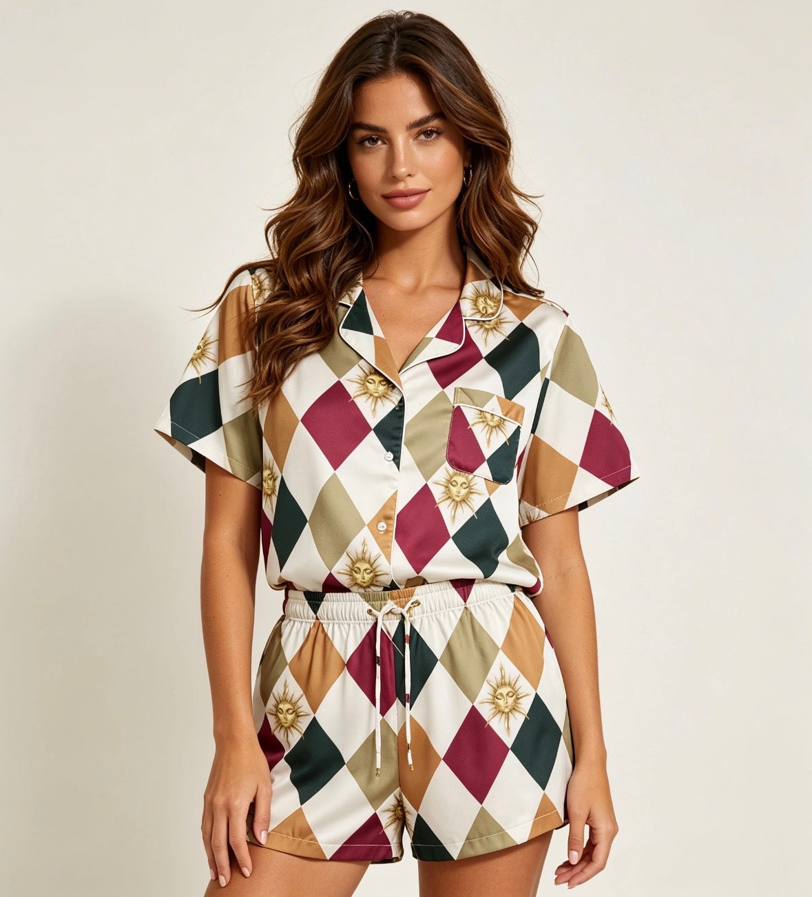 Circo Solare All-over print women’s short sleeve pajama top