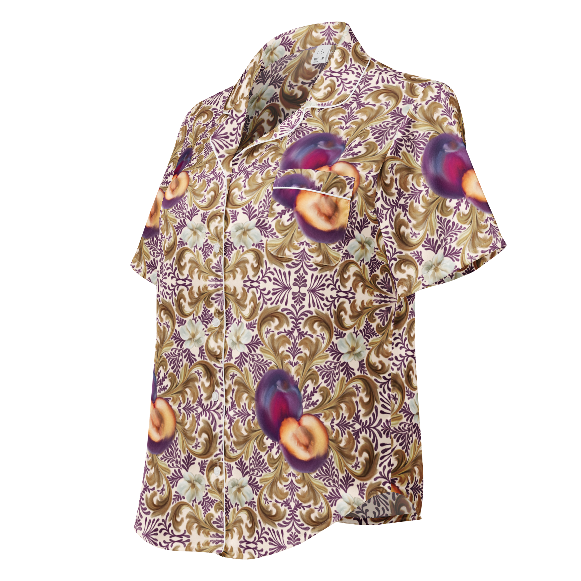 Plum Delight All-over print women’s short sleeve pyjama top