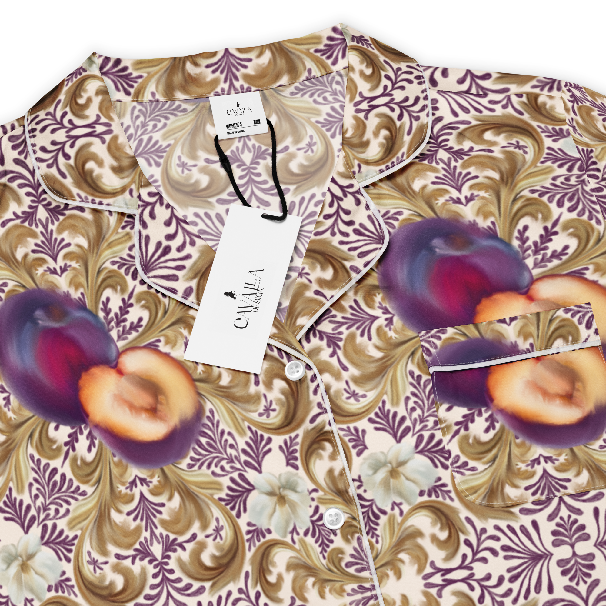 Plum Delight All-over print women’s short sleeve pyjama top